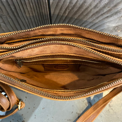 A Leather Double Compartment Clutch