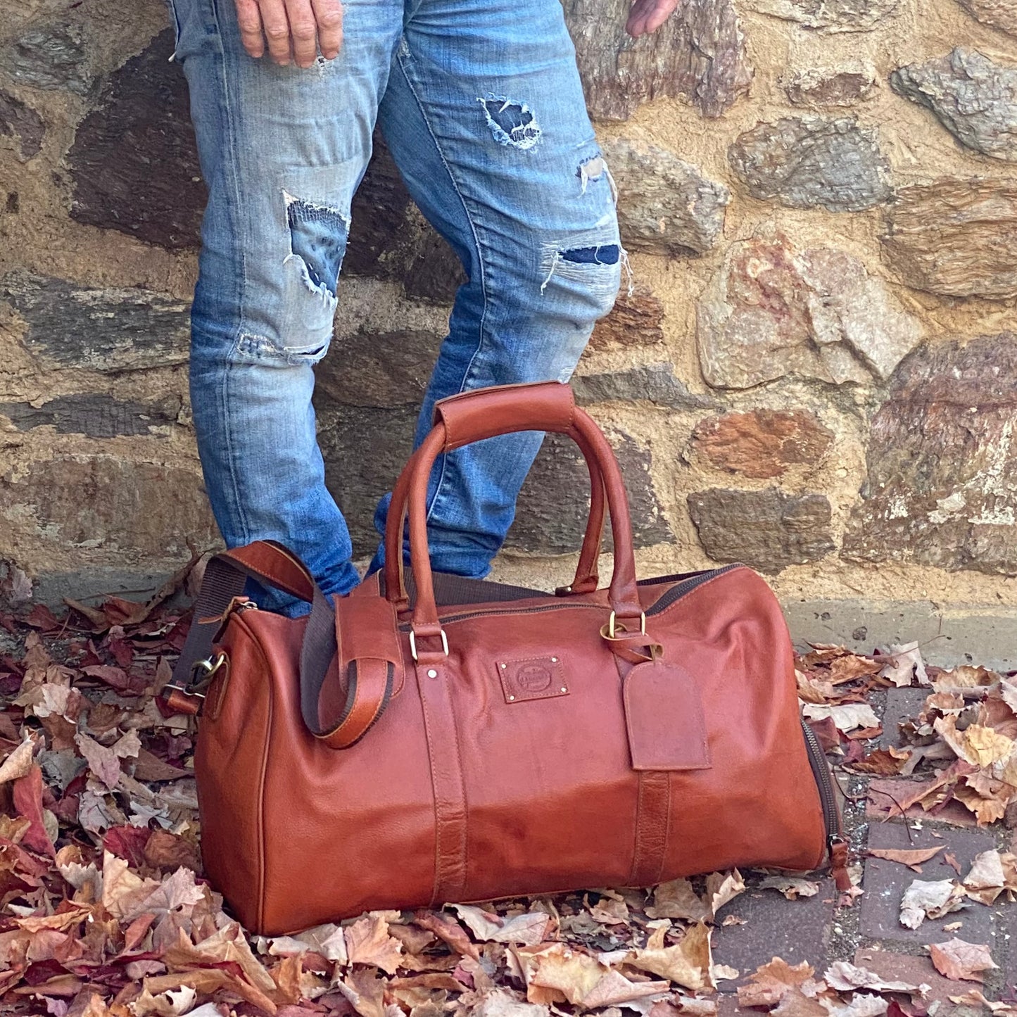 Vintage Leather Duffle/Sports Bag