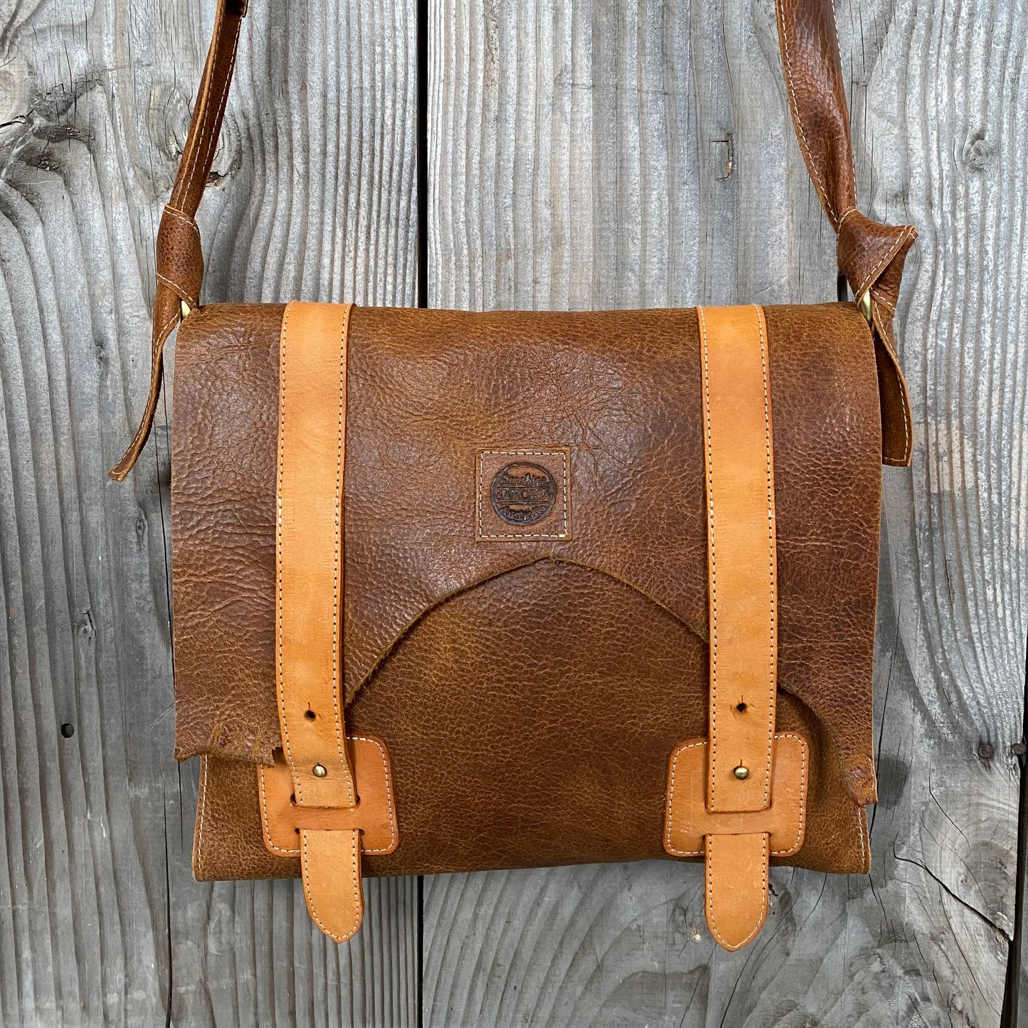 Soft Leather Satchel with Fastener