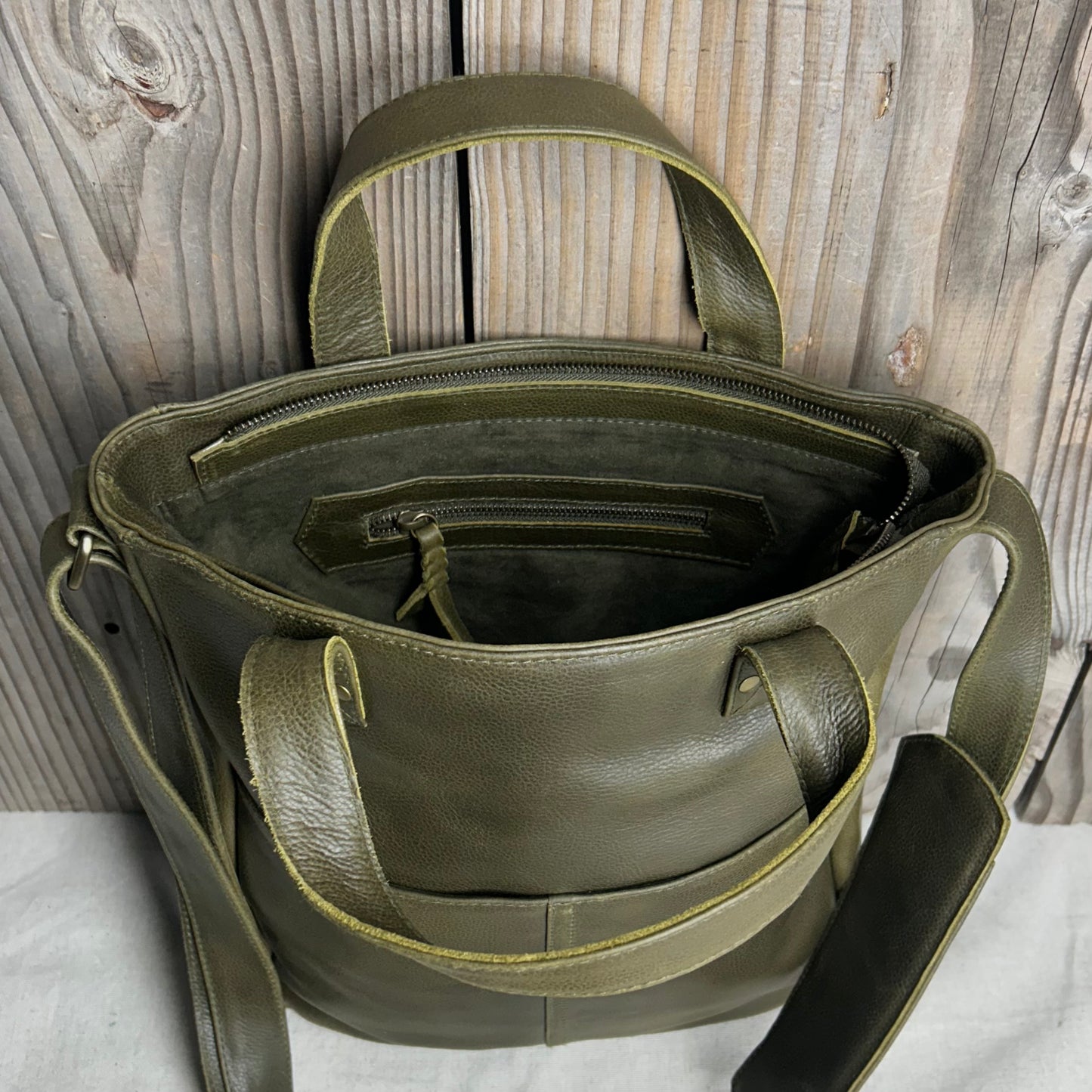 Twin-Handled Leather Work Bag