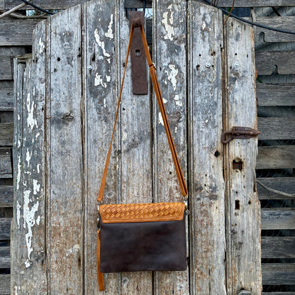 Double Compartment Woven Flap Clutch