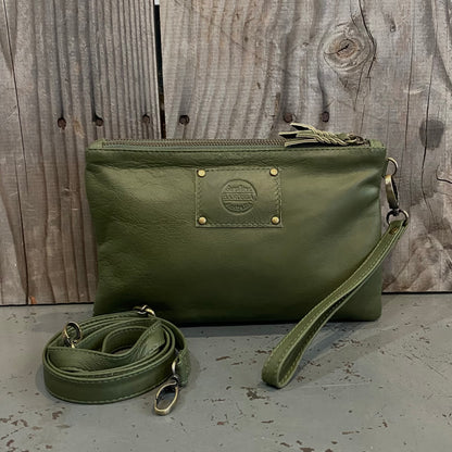 A Leather Double Compartment Clutch