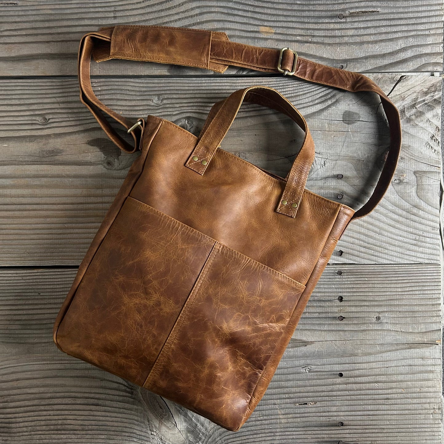 Twin-Handled Leather Work Bag