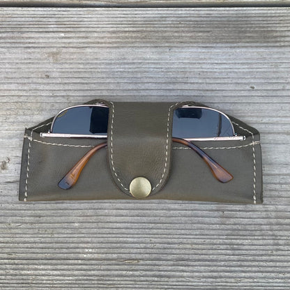 A Thin Leather Snap Lock Glasses Case