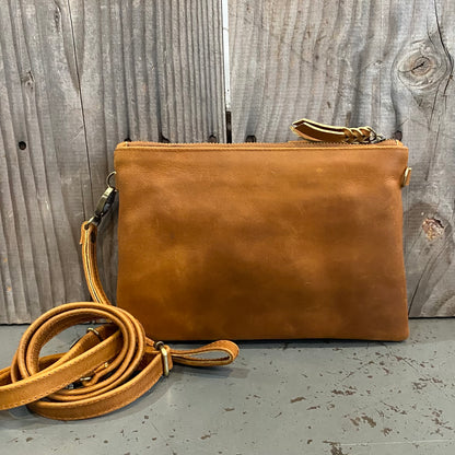 A Leather Double Compartment Clutch