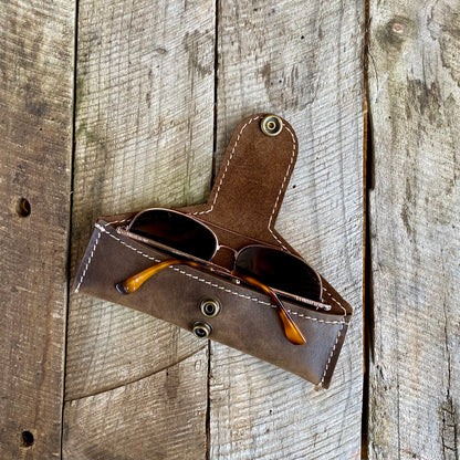 A Thin Leather Snap Lock Glasses Case