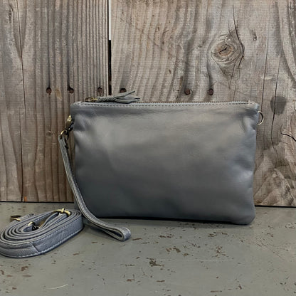 A Leather Double Compartment Clutch