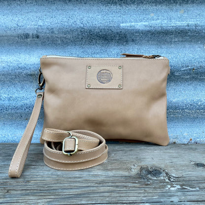 A Leather Double Compartment Clutch