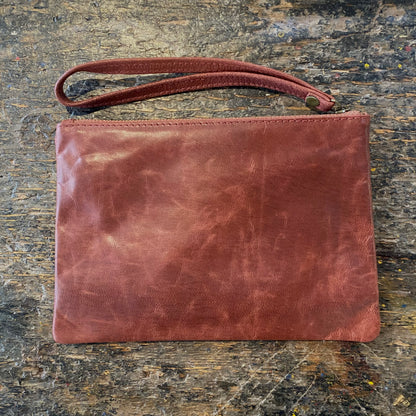 Leather Phone Clutch With Wrist Strap