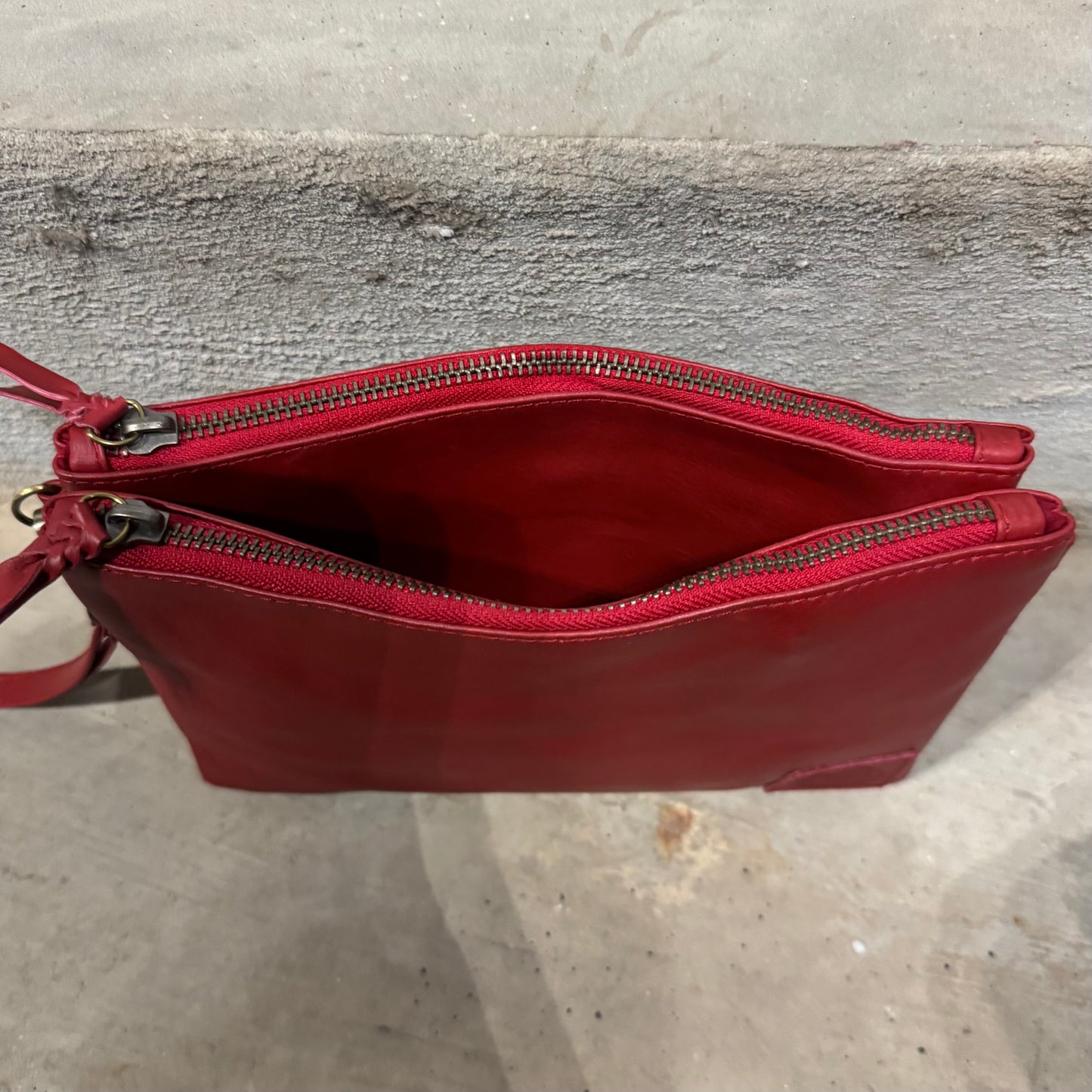 A Leather Double Compartment Clutch