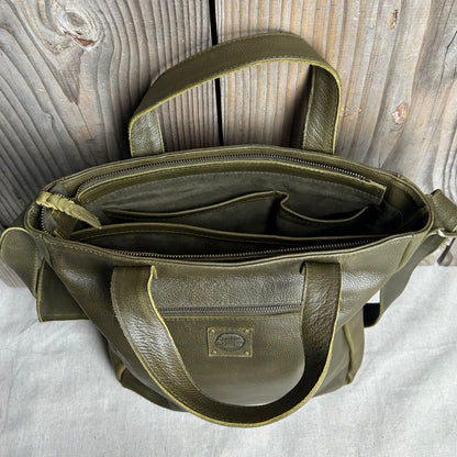 Twin-Handled Leather Work Bag