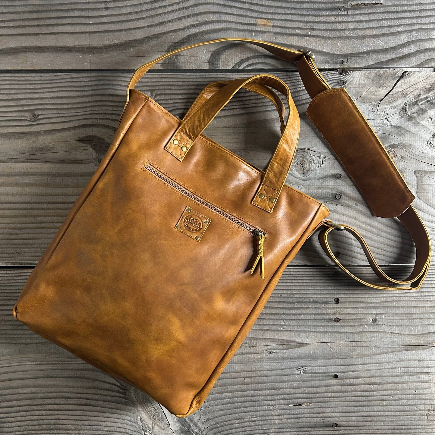 Twin-Handled Leather Work Bag