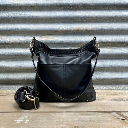 A Two Pocket Leather Bucket Bag