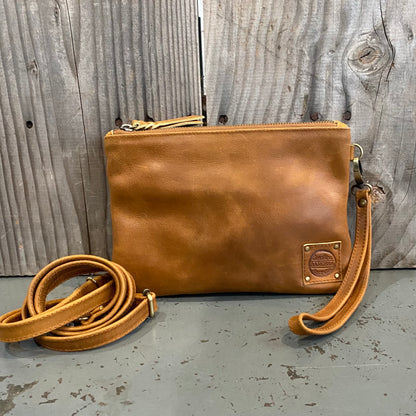 A Leather Double Compartment Clutch