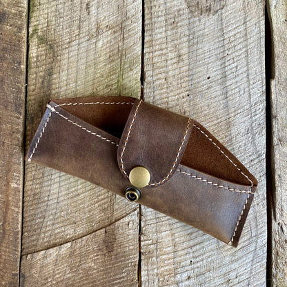 A Thin Leather Snap Lock Glasses Case
