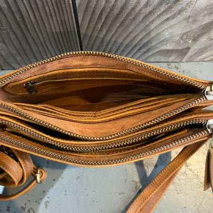 A Leather Double Compartment Clutch