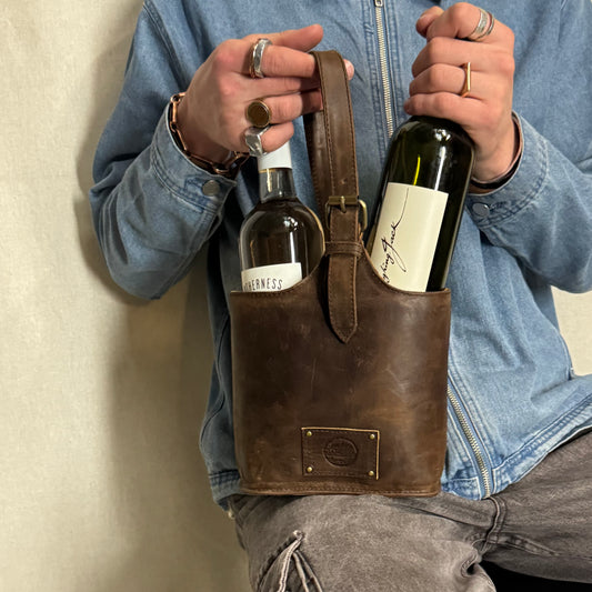 Twin Bottle Leather Wine Carrier