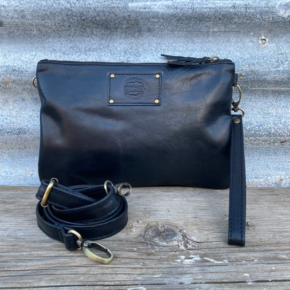 A Leather Double Compartment Clutch
