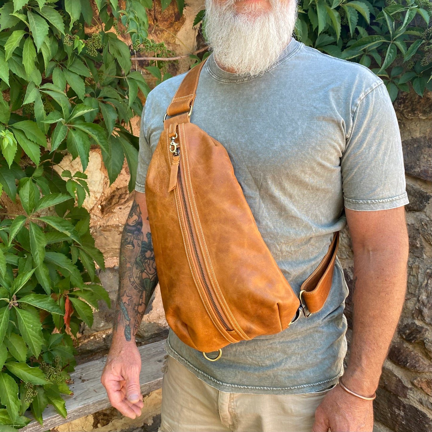 Jason Leather Sling Chest Bag