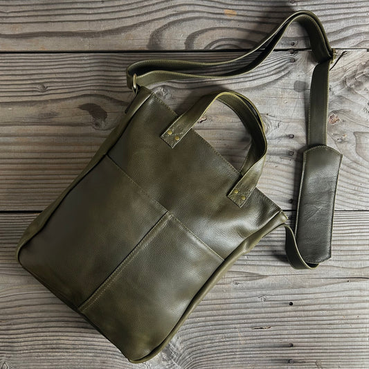 Twin-Handled Leather Work Bag