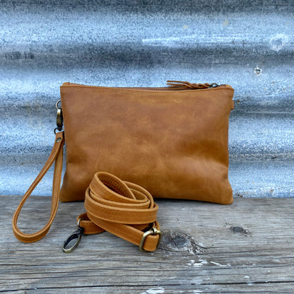 A Leather Double Compartment Clutch