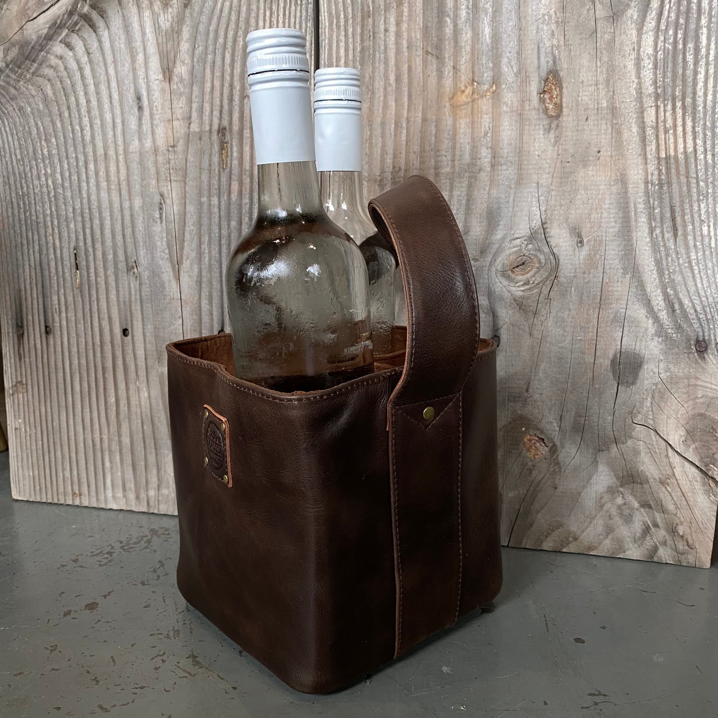 Quad Bottle Leather Wine Carrier