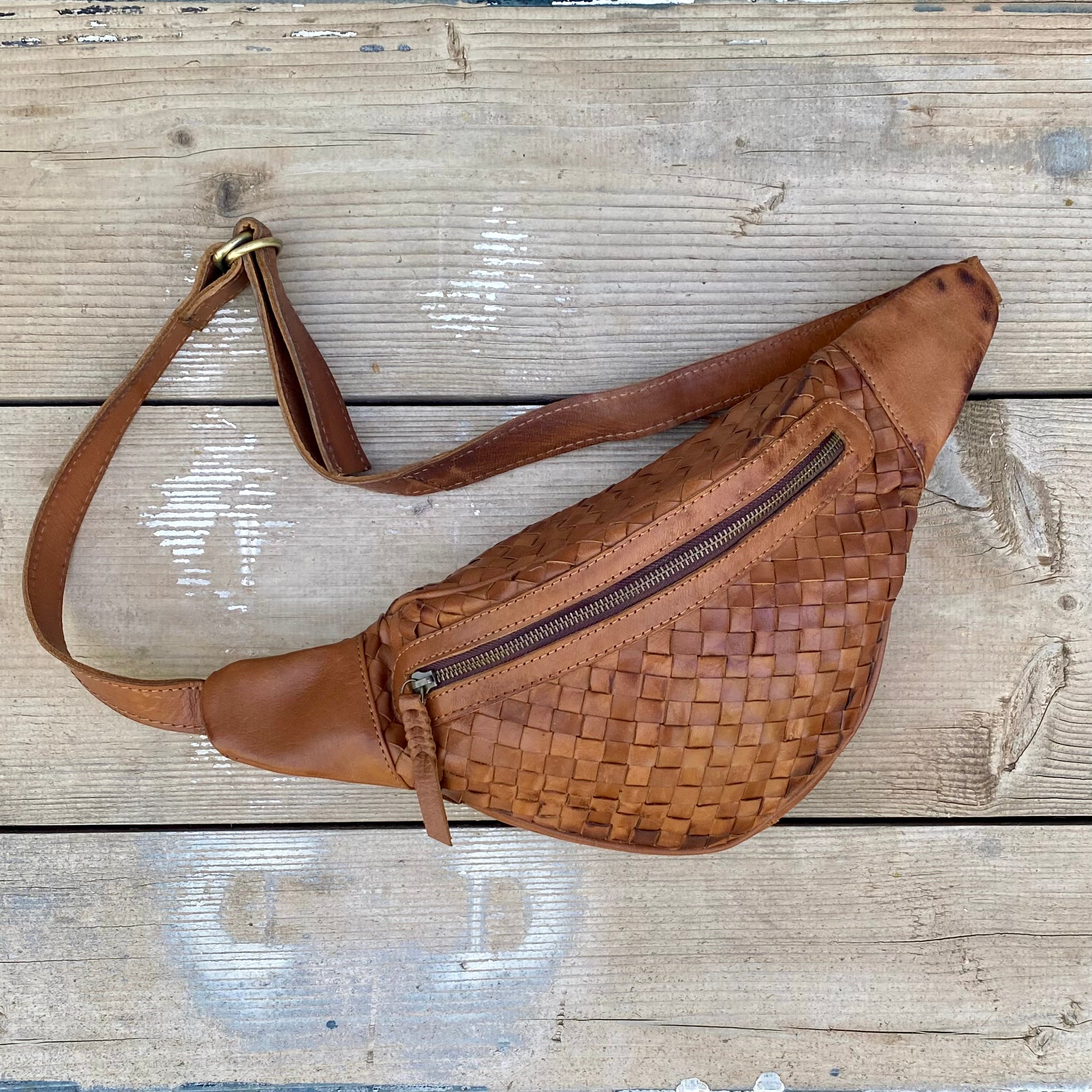 Tan leather bum clearance bag