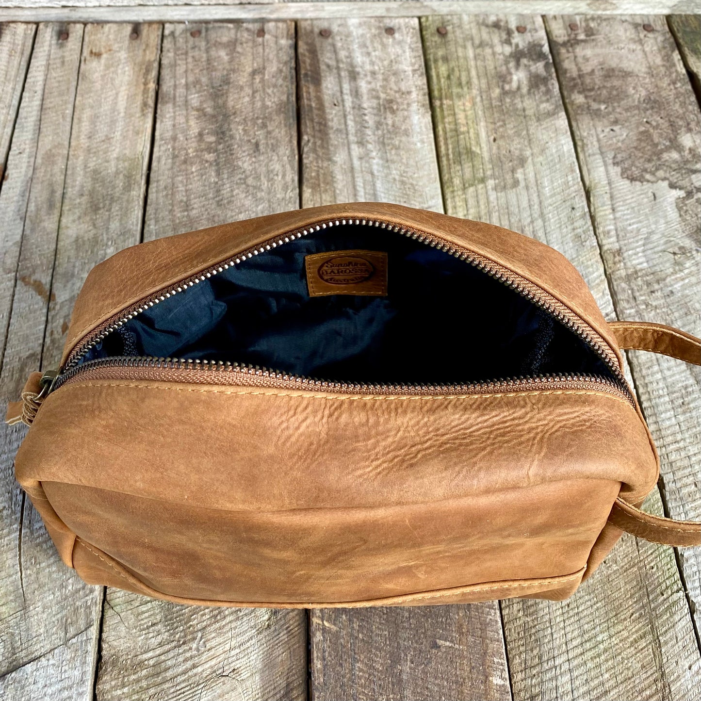 A Bit Bigger Leather Toiletry Bag / Wash Bag