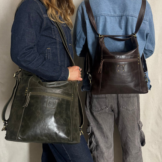 Convertible Leather Bag to Backpack