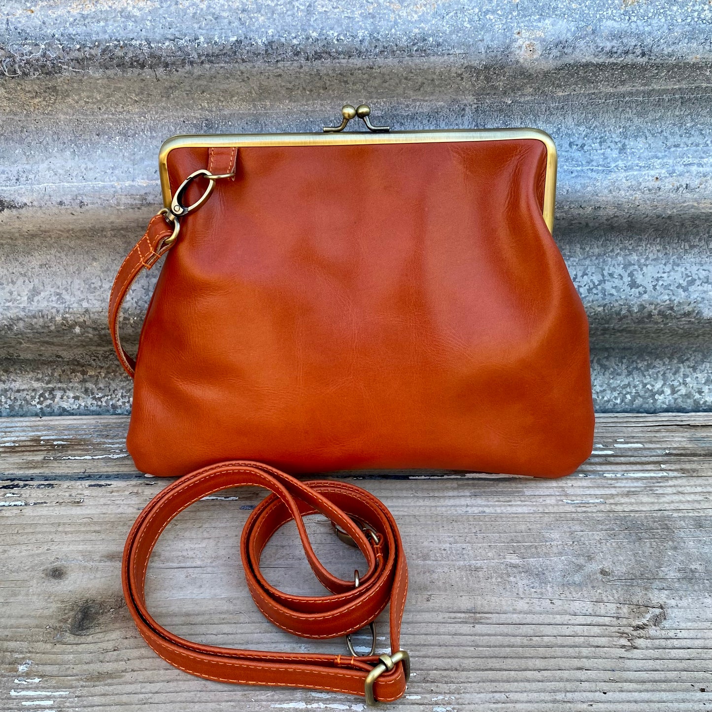 Leather Snap Clutch 2 Strap
