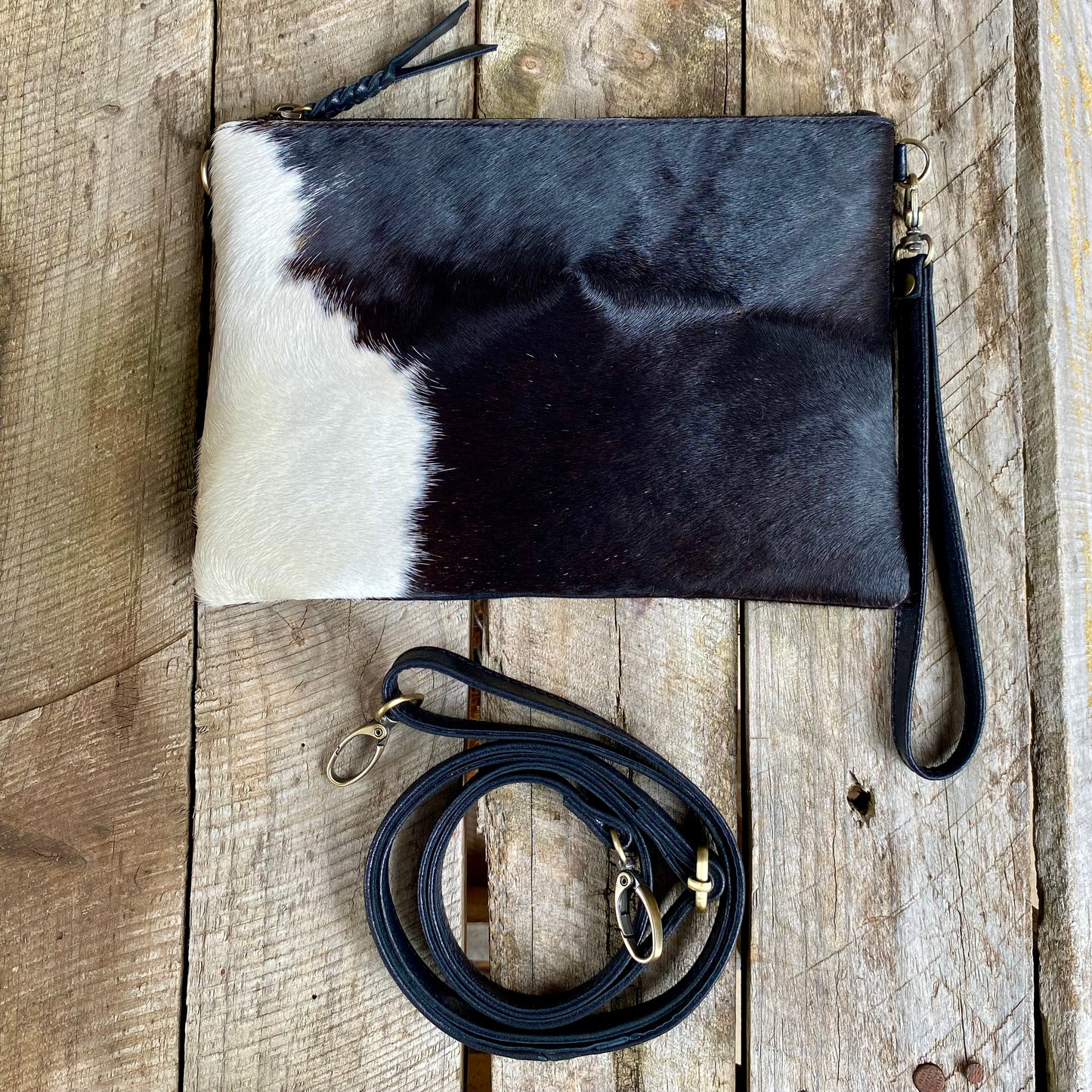Cowhide Fur & Leather Clutch