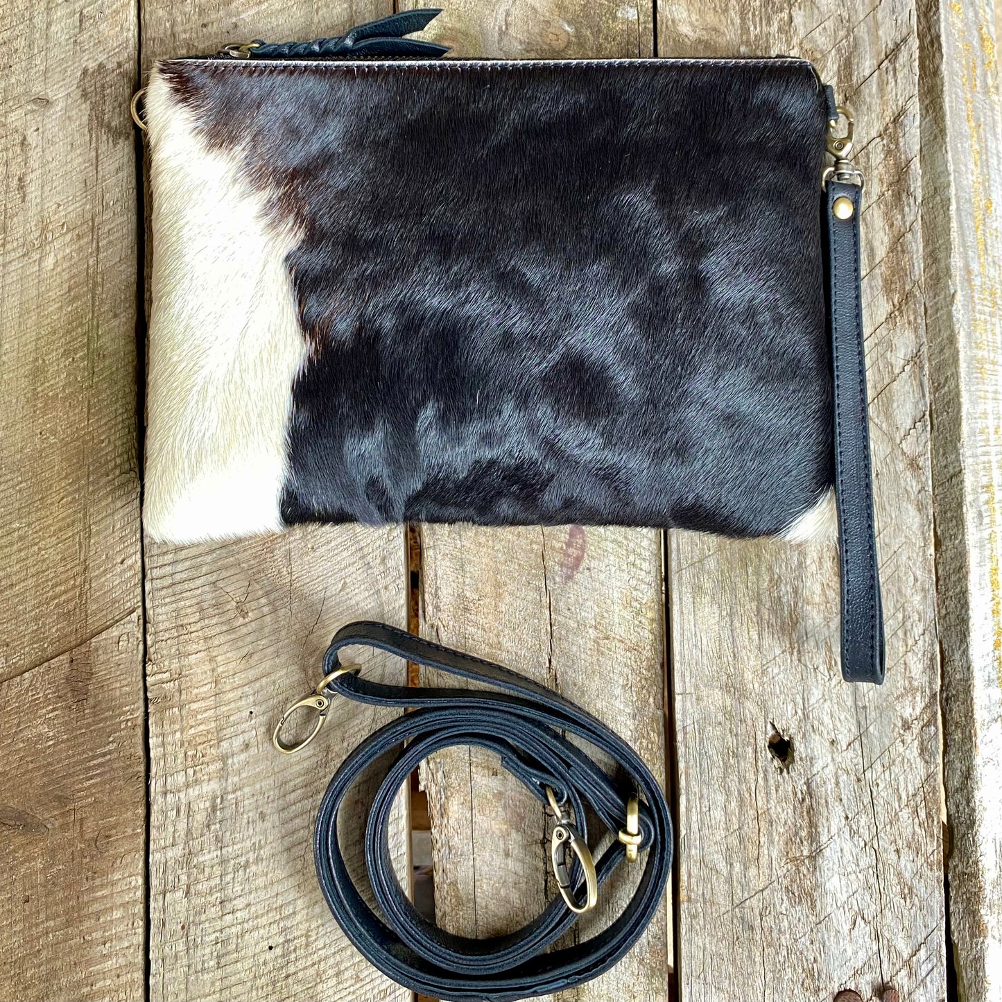 Cowhide Fur & Leather Clutch