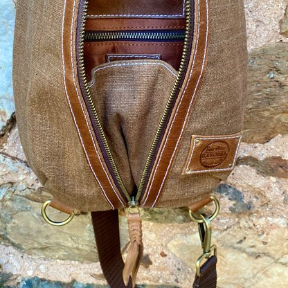 Canvas & Leather Sling Bag