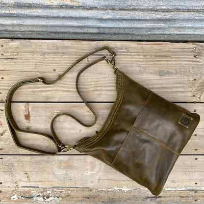 A Two Pocket Leather Bucket Bag