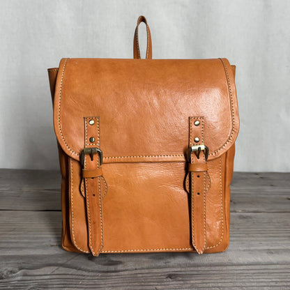 Simple Raw Leather Backpack