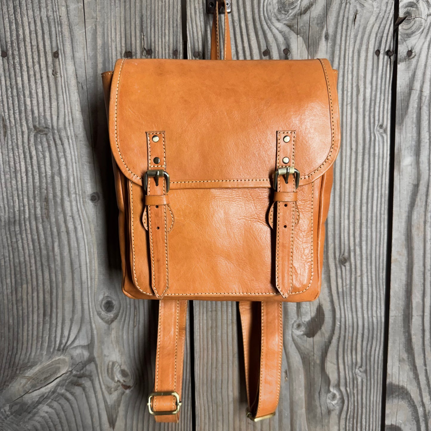 Simple Raw Leather Backpack