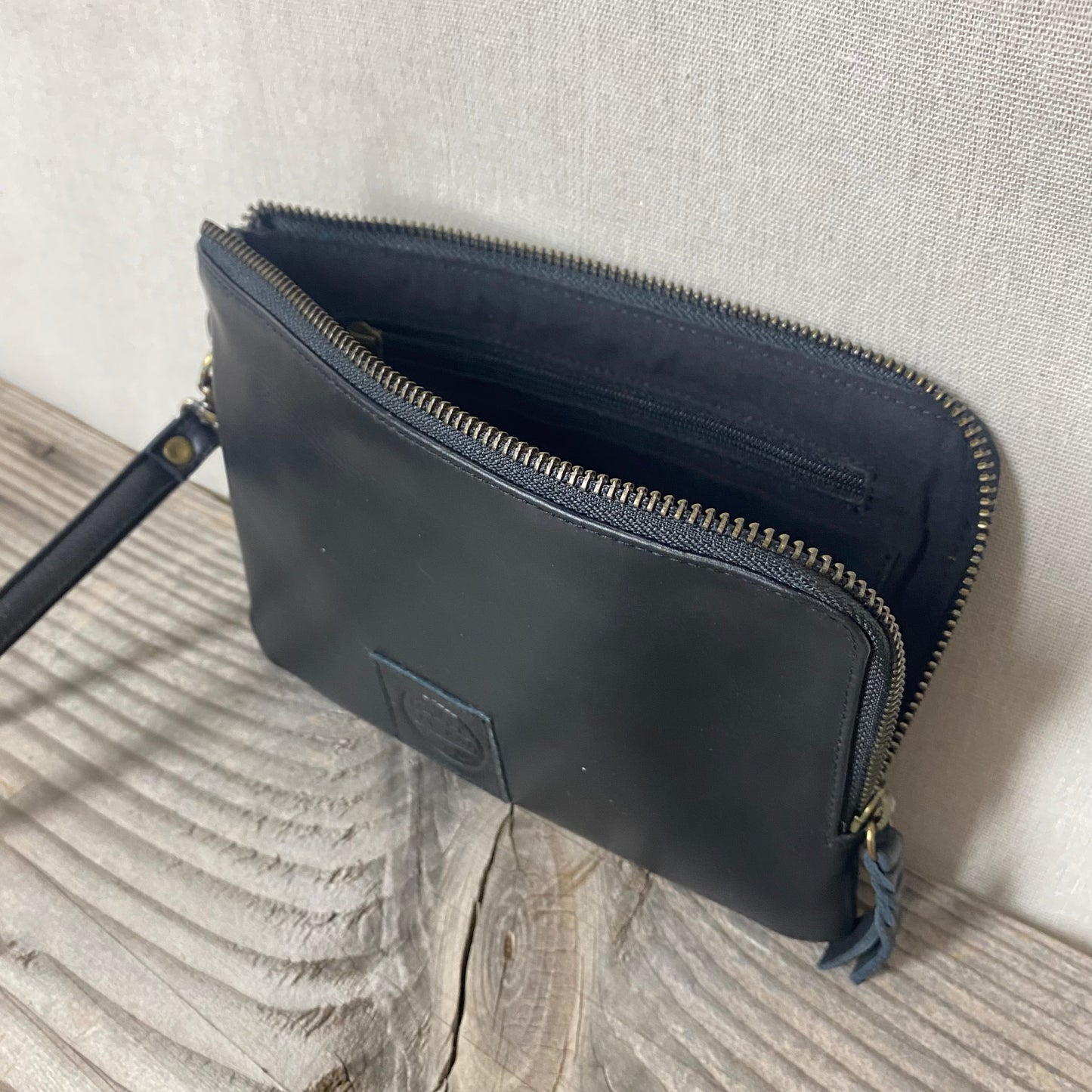 Long-Zippered Leather Clutch