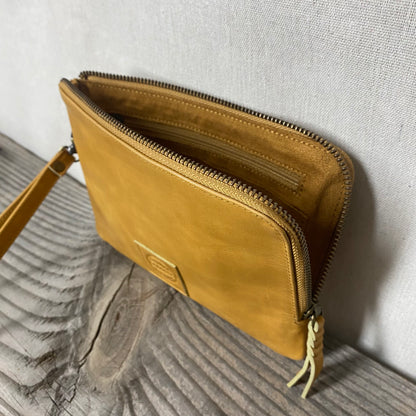 Long-Zippered Leather Clutch