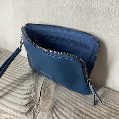 Long-Zippered Leather Clutch