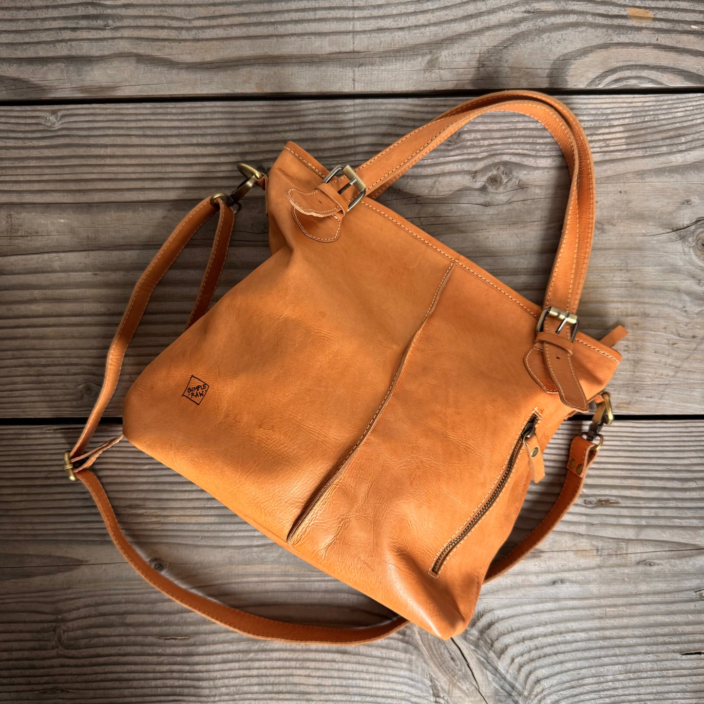 Simple Raw Leather Tote