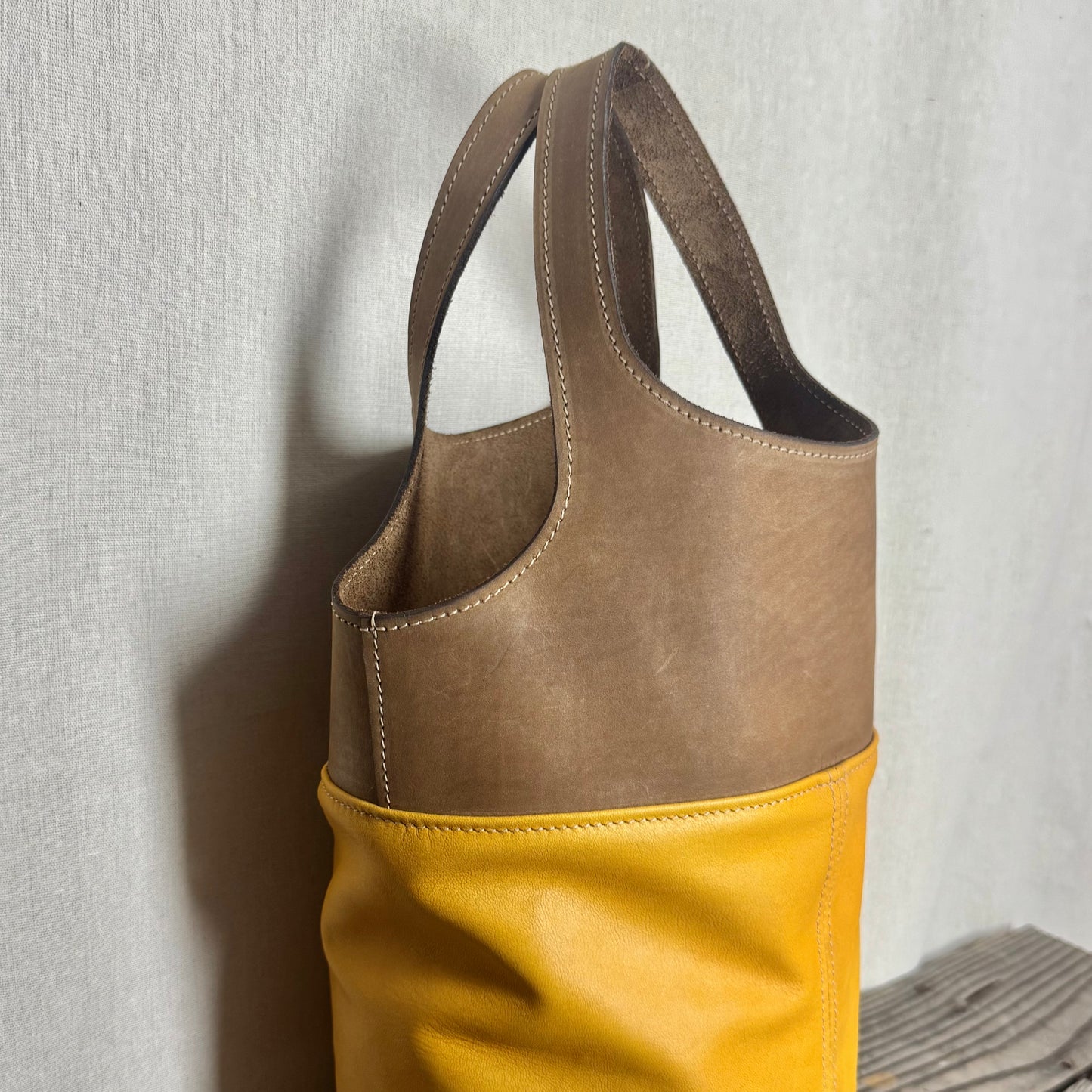 Two-Tone Leather Tote