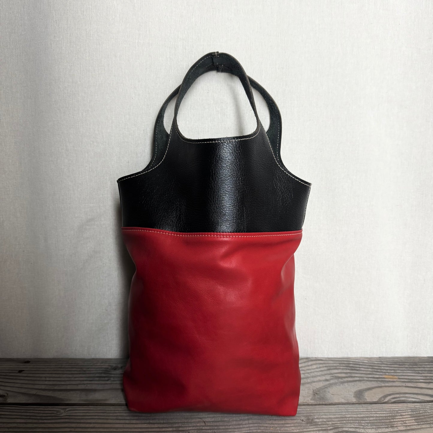 Two-Tone Leather Tote