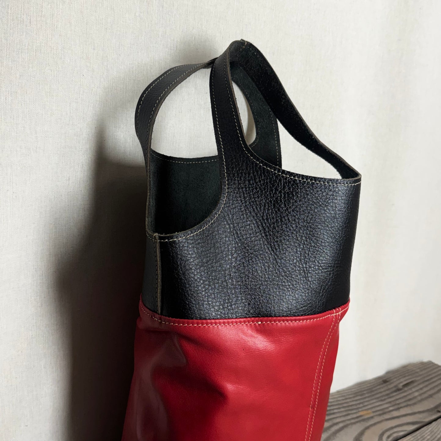 Two-Tone Leather Tote