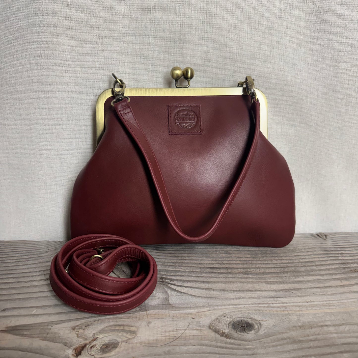 Leather Snap Clutch Two Strap