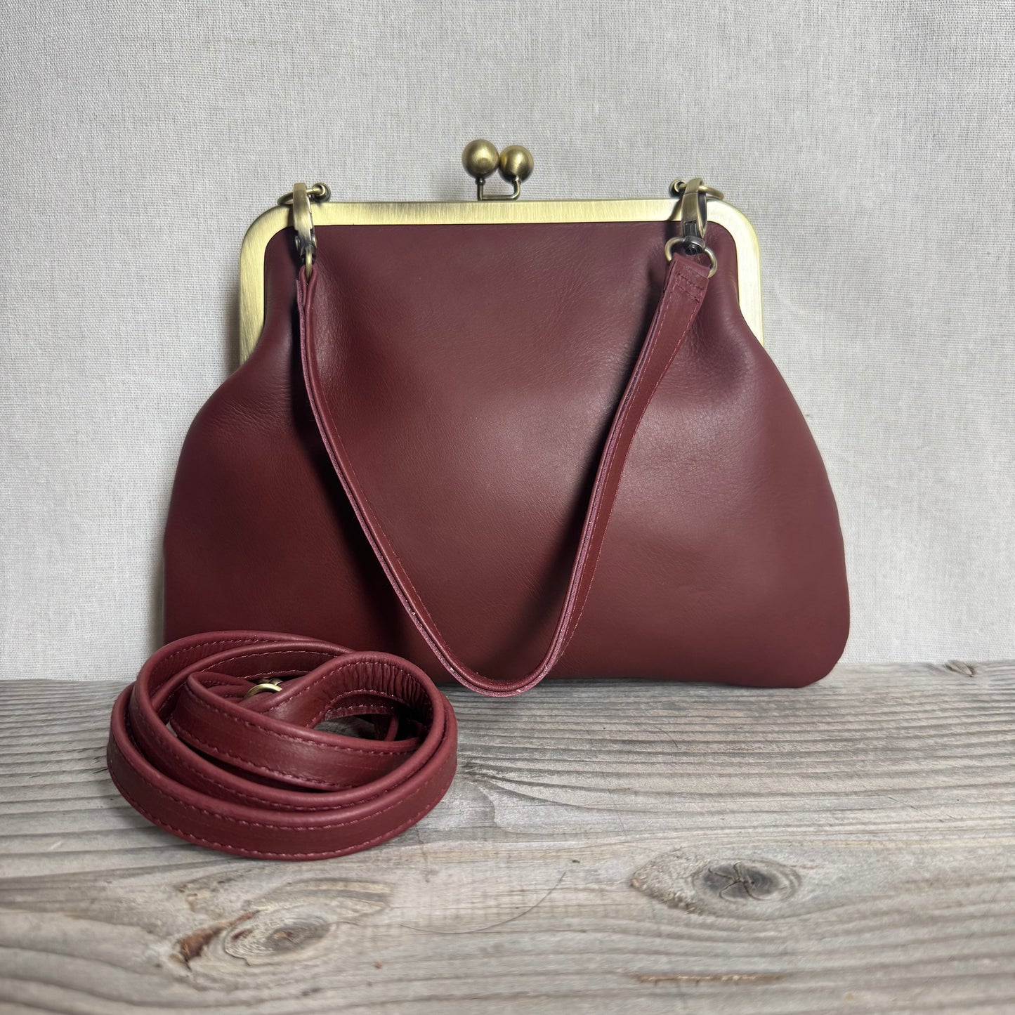 Leather Snap Clutch Two Strap