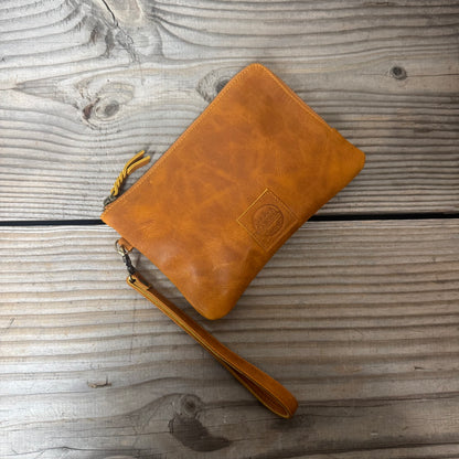 Long-Zippered Leather Clutch