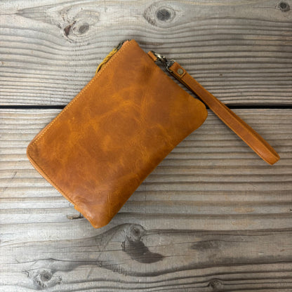 Long-Zippered Leather Clutch