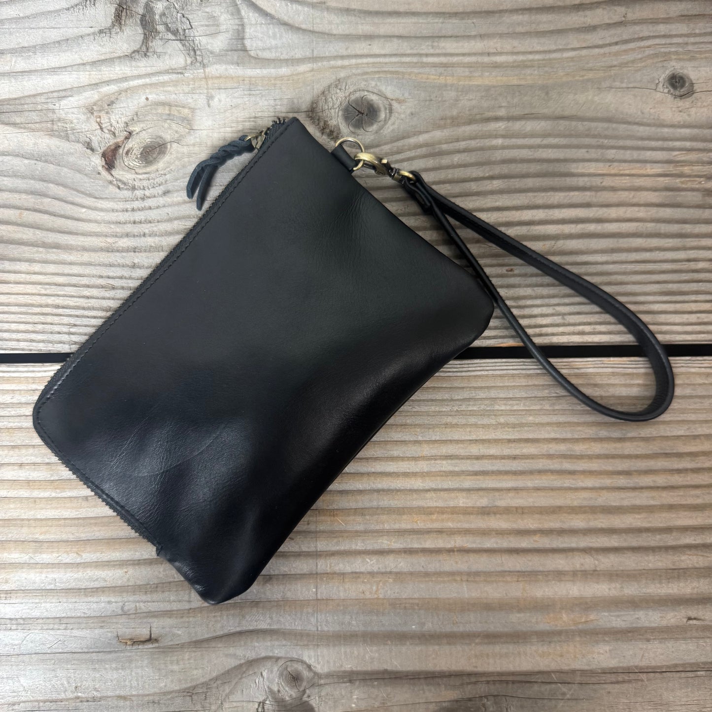 Long-Zippered Leather Clutch