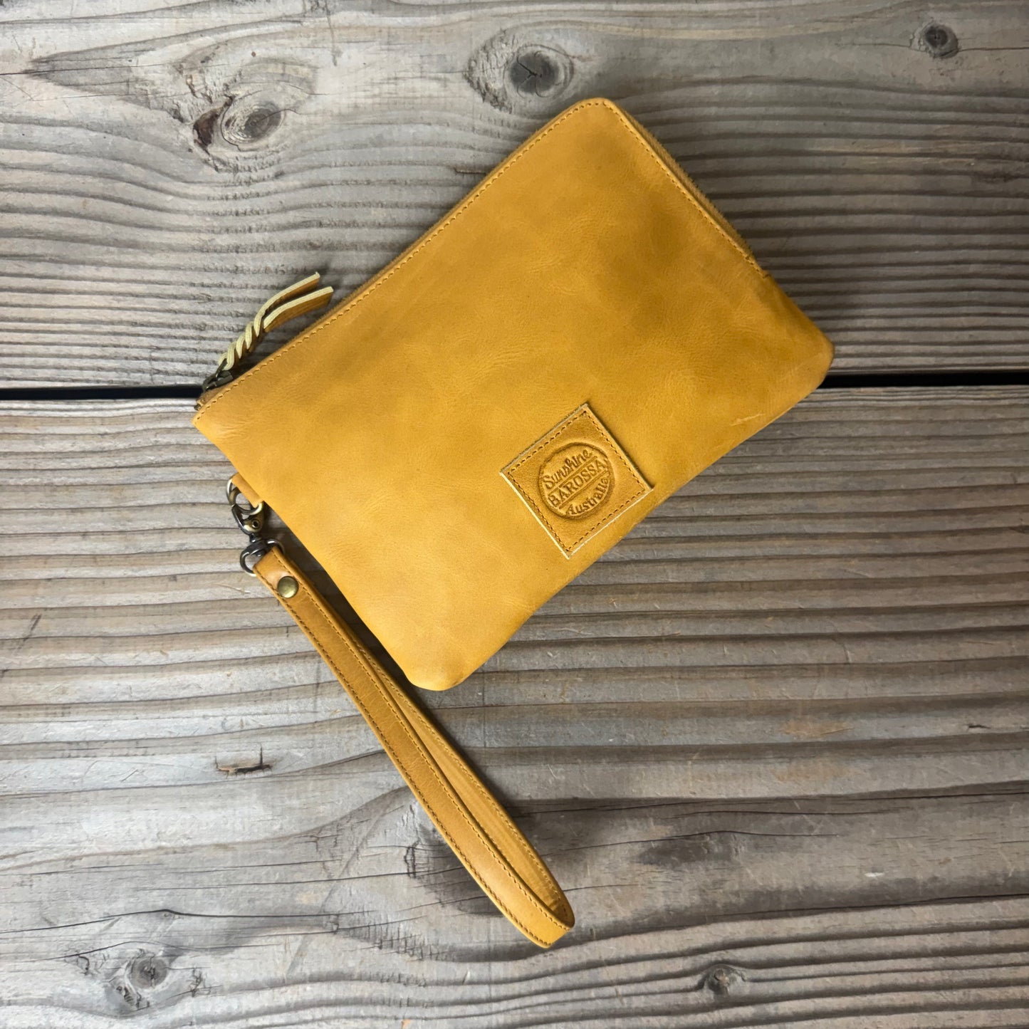 Long-Zippered Leather Clutch
