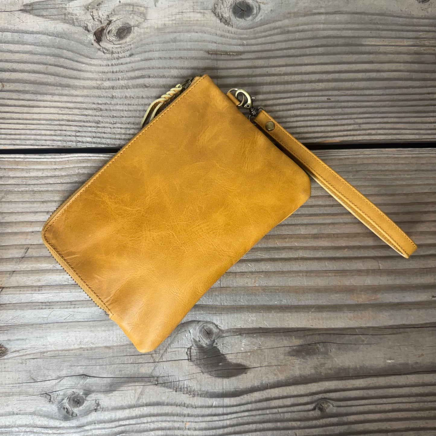 Long-Zippered Leather Clutch